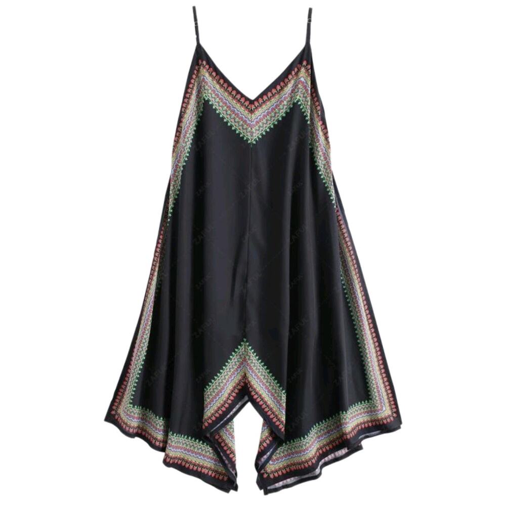 Meraki Handkerchief‎ Bandana Black Top Size M Festival Hippie Boho Western